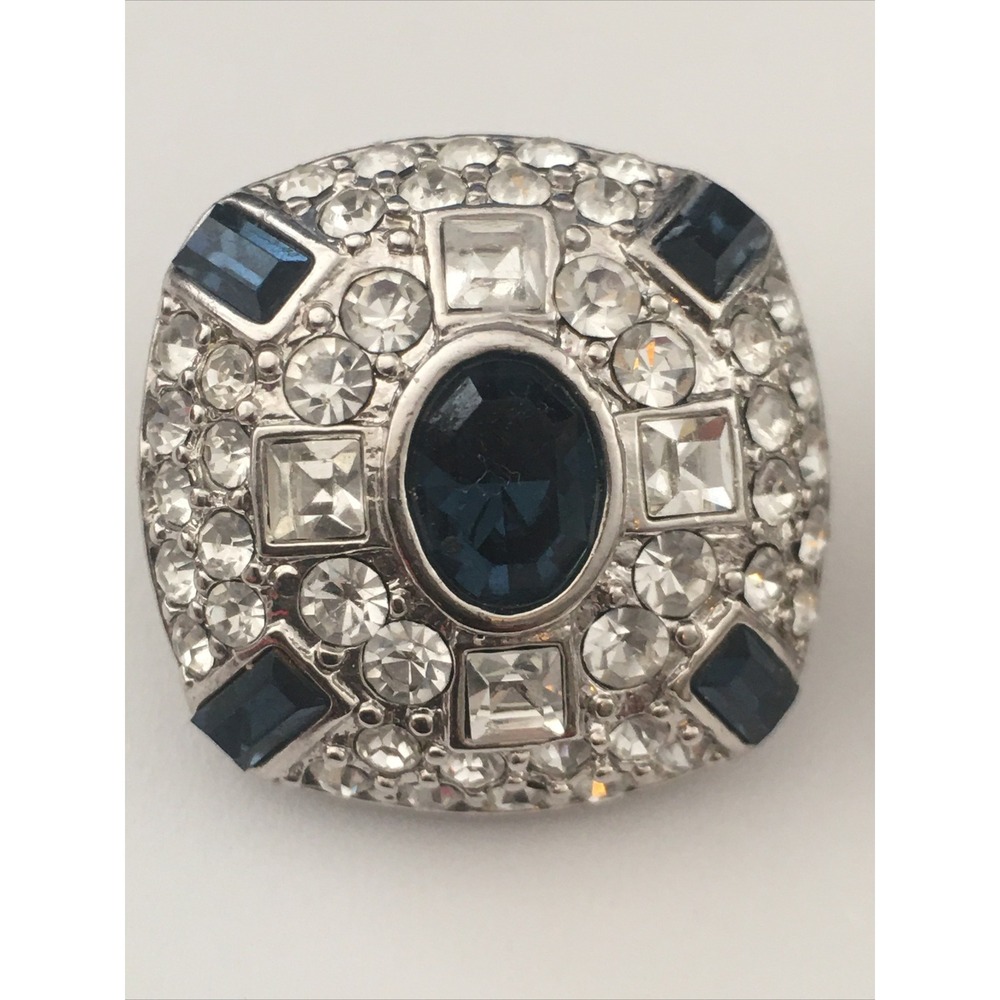 Joan Rivers glamour emerald blue rhinestone Earrings - Clip